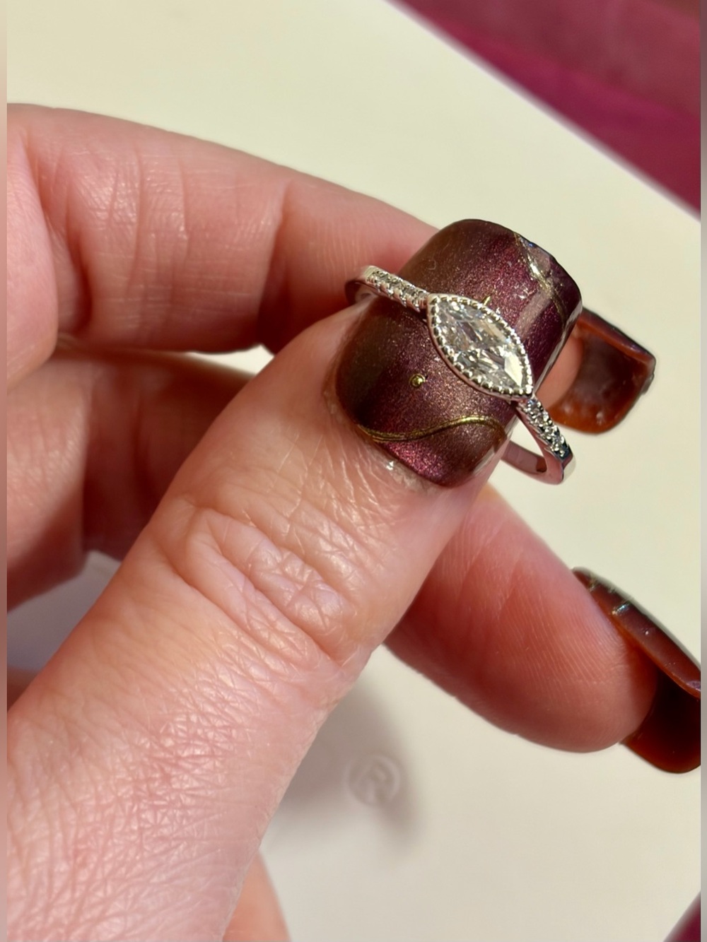 Charmed Aroma-Rhodium Plated Silver Ring W/AAA Cubic Zirconia-Size 7-NWT